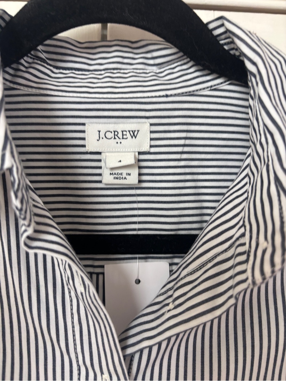 NEW J. Crew Striped Button Up Front Shirtdress Belt Waist Tie Navy White Size 4 - Picture 4 of 14